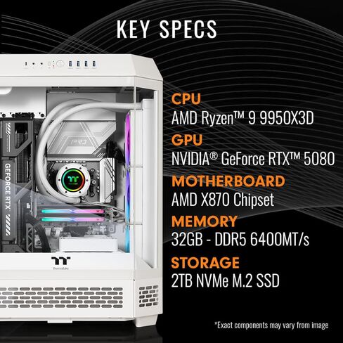 Thermaltake Reactor 9580S Gaming Desktop (AMD Ryzen™ 9 9950X3D, ToughRam 32GB DDR5 6400MT/s RGB Memory, NVIDIA® GeForce RTX™ 5080, 2TB NVMe M.2, WiFi, Windows 11) T6WT-X87S-580-LCS in Saudi Arabia