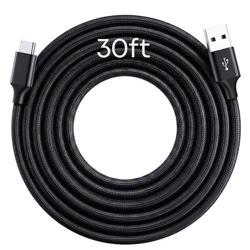 30 Ft USB A to USB C Cable, [Charge Only/No Data] 60W Nylon Braided USB to USBC Charger Cord, Extra Long USB to USB C Cable for iPhone Series, iPad, Samsung Galaxy, Tablets, Laptops and More in Saudi Arabia