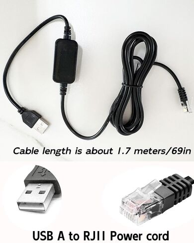 سلك طاقة USB A إلى RJ11 بطول 1.7 متر /5.57 قدم متوافق مع أجهزة كشف الرادار Uniden لـ R8w، R8، R7، R4w، R4، R3، DFR9، DFR8، DFR7، بديل لسلك طاقة كاشف الرادار Uniden in Kuwait