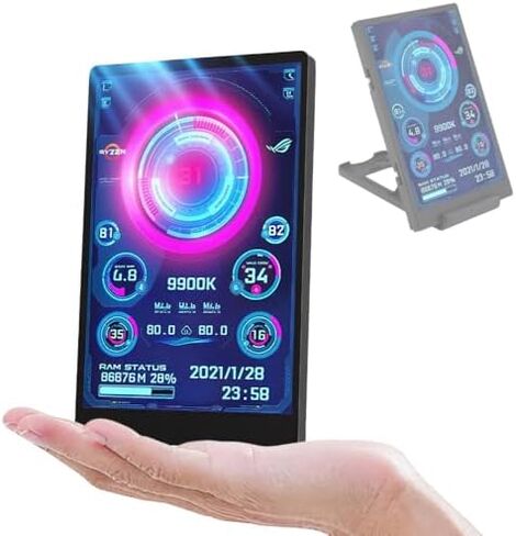Marhynchus Protable Mini IPS Full View Monitor Display Screen, 3.5 Inch USB-C PC Monitor Ultra Thin 7mm Industrial Data Indicator, Aluminum Alloy, 360 Degree Rotation, in Saudi Arabia