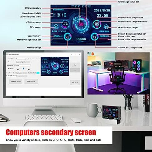 Marhynchus Protable Mini IPS Full View Monitor Display Screen, 3.5 Inch USB-C PC Monitor Ultra Thin 7mm Industrial Data Indicator, Aluminum Alloy, 360 Degree Rotation, in Saudi Arabia