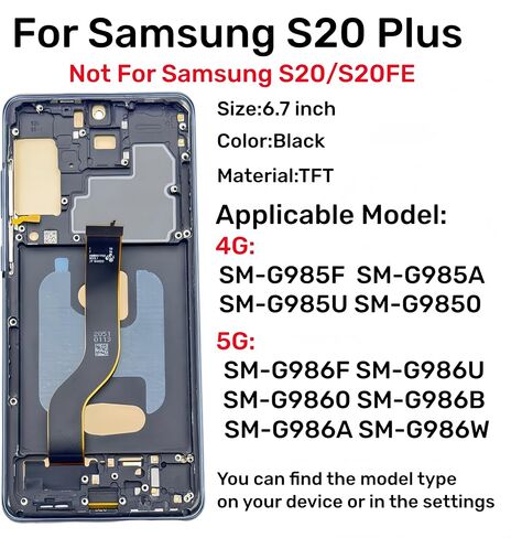 استبدال شاشة TFT Galaxy S20 Plus لهاتف Samsung Galaxy S20 Plus شاشة LCD تعمل باللمس محول رقمي بانتيلا مع مجموعة أدوات الإطار S20+ 4G G985F 5G G986U (بدون بصمة) in Kuwait
