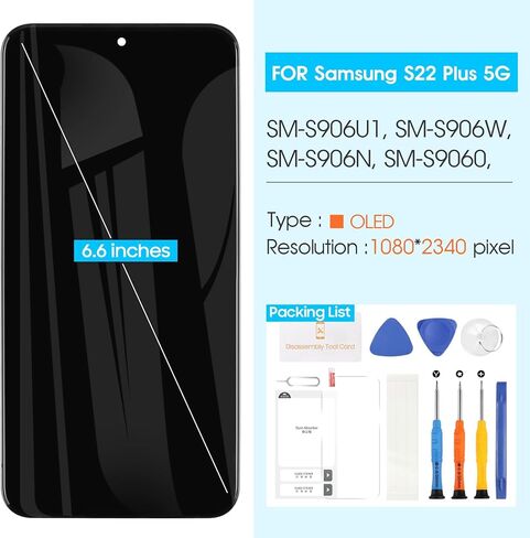 OLED for Samsung Galaxy S22 Plus 5G Screen Replacement - for Galaxy S22 Plus LCD Display SM-G906U G906A G906W Touch Screen Digitizer Assembly with Frame(US Version) in Saudi Arabia