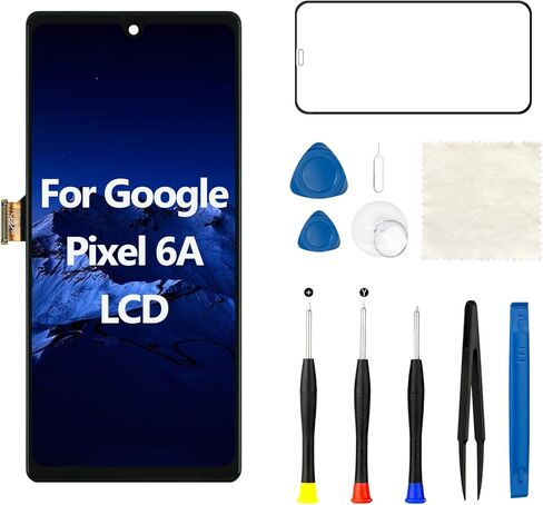 لشاشة Google Pixel 6A البديلة LCD (النماذج: GX7AS GB62Z G1AZG GB17L) مجموعة رقمية ثلاثية الأبعاد تعمل باللمس مع أدوات إصلاح in Kuwait