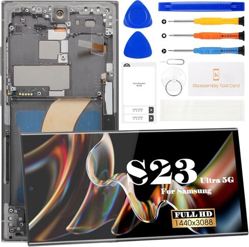 【US Version】 Incell for Samsung S23 Ultra Screen Replacement for Galaxy S23 Ultra 5g LCD Display SM-S918U SM-S918U1 Digitizer Touch Screen Repair Kits (Graphite with Frame, NO Fingerprint) in Kuwait
