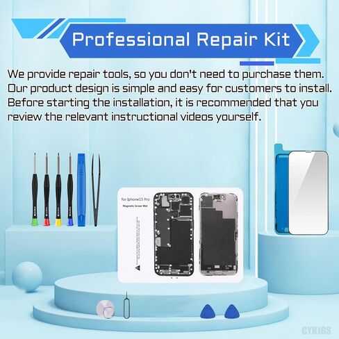 for iPhone 15 Pro Screen Replacement with Earspeaker Flex Cable 6.1" 3D Touch LCD Display Digitizer Full Assembly Front Glass Repair Ambient Light Sensor Fix Tools Kit A3102 A2848 A3101 A3104 in Saudi Arabia