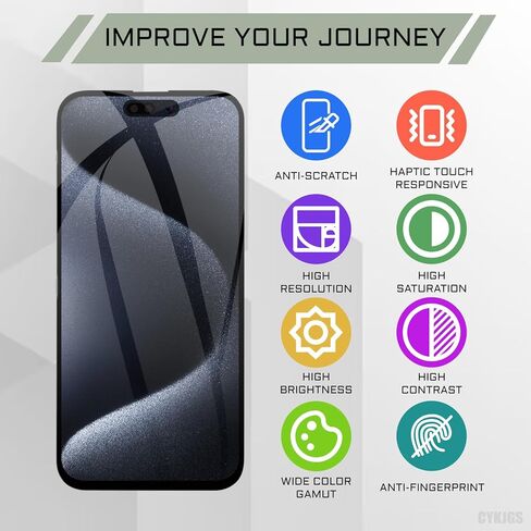 for iPhone 15 Pro Screen Replacement with Earspeaker Flex Cable 6.1" 3D Touch LCD Display Digitizer Full Assembly Front Glass Repair Ambient Light Sensor Fix Tools Kit A3102 A2848 A3101 A3104 in Saudi Arabia