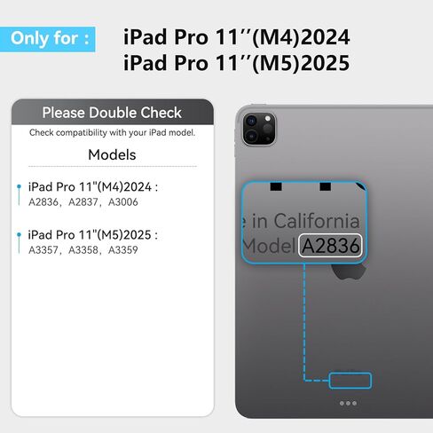 حافظة لجهاز iPad Pro 11 بوصة (M5 2025/M4 2024) - حافظة ذكية رفيعة مع خاصية التنبيه/السكون التلقائي، أسود in Kuwait