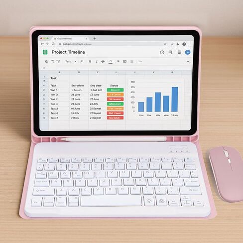 Keyboard Case with Mouse for Samsung Galaxy Tab A8 10.5" 2022 (SM-X200/X205/X207), Backlit Detachable Lightweight Keyboard, Multi-Angle Stand Case with Pencil Holder (Pink) in Saudi Arabia