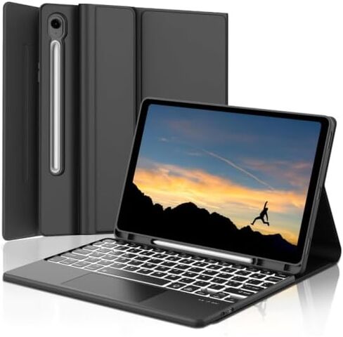Keyboard Case with S Pen Slot, Touchpad, 7-Color Backlit, Detachable Bluetooth Wireless Keyboard for Samsung Galaxy Tab S10 Lite/S10 FE/S9 FE 10.9/S9 11 Inch, Auto Wake/Sleep, Black in Saudi Arabia