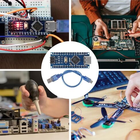 Presoldered Nano Boards USB-C 5V 16M with Cable ATmega328P/CH340G Chip Microcontroller Compatible with Arduino IDE in Saudi Arabia