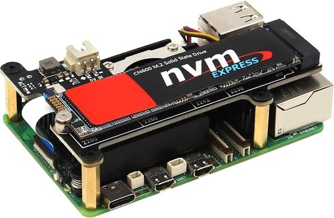 Geekworm X1201 رفيع للغاية 5 فولت UPS Shield + X1001 PCIe إلى M.2 HAT Key-M NVMe SSD PIP PCIe لوحة محيطية لـ Raspberry Pi 5 | مخرج 5.1 فولت 5 أمبير بحد أقصى | تشغيل تلقائي|إيقاف تشغيل آمن|اكتشاف فقدان الطاقة in Kuwait