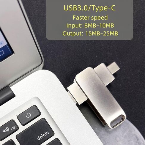 USB Flash Drive 64GB/128GB 3.0 Dual USB-A and USB-C Swivel Design Fast Transfer for PC Laptop Phone Tablet Office Travel, Silver, 128G in Saudi Arabia