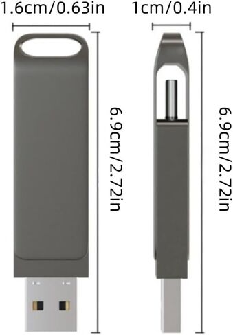 محرك فلاش USB 64 جيجابايت/128 جيجابايت 3.0 مزدوج USB-A وUSB-C تصميم دوار نقل سريع للكمبيوتر المحمول والهاتف اللوحي والمكتب والسفر، أسود، 64 جيجا in Saudi Arabia