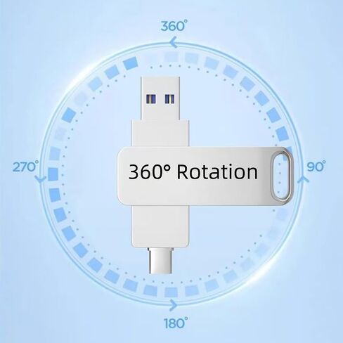 محرك فلاش USB 64 جيجابايت/128 جيجابايت 3.0 مزدوج USB-A وUSB-C تصميم دوار نقل سريع للكمبيوتر المحمول والهاتف اللوحي والمكتب والسفر، أسود، 64 جيجا in Saudi Arabia