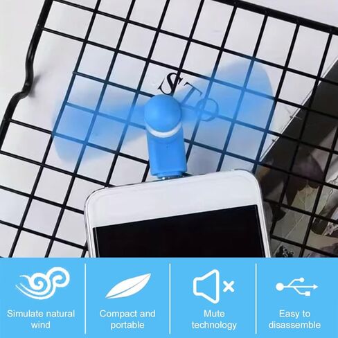 Mini Cell Phone Fan,5pcs Phone Fans,Type C Phone Fan,Portable Cell Phone Fan,Mini Phone Fan,2-in-1 Mobile Phone Fans,with Type C/USB C Port,Compatible with Android Smartphone,Tablet in Saudi Arabia