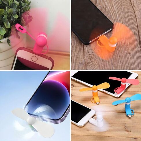 Mini Cell Phone Fan,5pcs Phone Fans,Type C Phone Fan,Portable Cell Phone Fan,Mini Phone Fan,2-in-1 Mobile Phone Fans,with Type C/USB C Port,Compatible with Android Smartphone,Tablet in Saudi Arabia