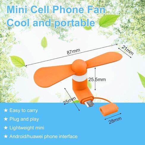 Mini Cell Phone Fan,5pcs Phone Fans,Type C Phone Fan,Portable Cell Phone Fan,Mini Phone Fan,2-in-1 Mobile Phone Fans,with Type C/USB C Port,Compatible with Android Smartphone,Tablet in Saudi Arabia