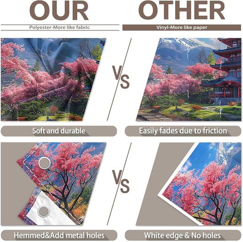 ZTHMOE Fabric 7x5ft Japanese Spring Blooming Cherry Flowers Bokeh Photography Backdrop Snow Mountain Courtyard Background Party Decoration Photo Banner Booth in Kuwait