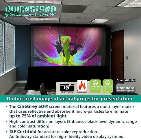 شاشات Elite QuickStand، 5-Second Tab-Tension C5D، بقطر 145 بوصة. 16:9، شاشة عرض يدوية للسحب لأعلى، ضوء السقف المحيط يرفض الفيلم المنزلي 8K 4K، ضمان لمدة عامين، QS145HT-C5D in Kuwait