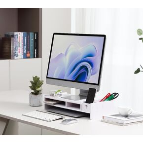 حامل شاشة ورف حامل للكمبيوتر المحمول مع درج منظم (أبيض، 19 بوصة طول × 8 بوصة عرض × 4.6 بوصة ارتفاع) in Kuwait