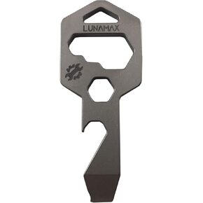 Lunamax Mighty Key-TITANIUM 8 in 1 Multi-Tool for Keychain- Strong, Lightweight, All- in-One Bottle Opener, Flathead Screwdriver, Wrench, Box Cutter, and Hex Driver (Classic Silver) in Saudi Arabia