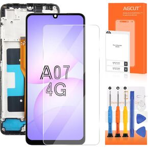 قطع غيار شاشة أصلية لهاتف سامسونج جالاكسي A07 لهاتف سامسونج A07 شاشة LCD SM-A075B SM-A075F SM-A075M قطع غيار مجمعة LCD تعمل باللمس مع إطار in Kuwait