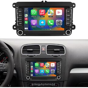 شاشة لمس ستيريو للسيارة من Road Top مقاس 7 بوصة لسيارة Volkswagen Golf/Passat/Polo، مستقبل راديو السيارة مع CarPlay اللاسلكي/Android Auto/Mirrorlink، للتحكم الصوتي Siri/استريو الوسائط المتعددة للملاحة in Kuwait