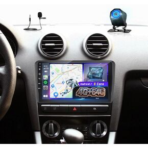 [4+64GB] Android Radio for Audi A3 2008-2012: NHOPEEW 9 inch IPS Touchscreen Audi A3 Stereo - Wireless Carplay and Android Auto, Custom Homepage, DSP/EQ, 5G/WiFi, SWC + Rearview Camera + Canbus in Kuwait