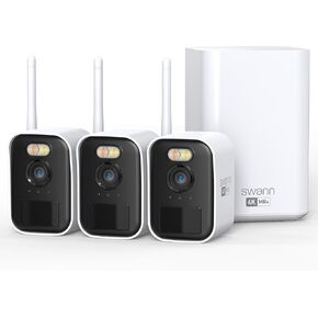 نظام كاميرا أمان لاسلكية Swann Maxranger MINI 4K، واي فاي طويل المدى يصل إلى 1000 قدم، للمنزل/الخارج، طقم NVR 8CH 3-Cam، تسجيل 24/7، رؤية ليلية ملونة، اكتشاف حقيقي، بدون رسوم شهرية، MRMINISD3 in Kuwait