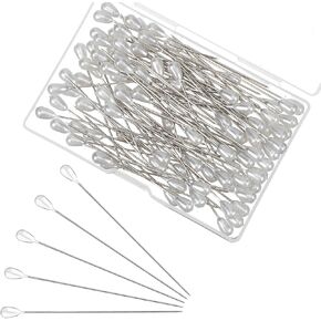 Pearl Head Pins, 50 PCS 3 Inch Corsage Boutonniere Pins Straight Pin with Pearl Heads White Pearlized Ball Decorative Pin for Quilting Sewing Pinning Quilt Jewelry Making DIY Craft Flower Decoration in Saudi Arabia