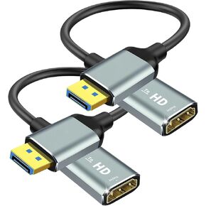MaxRenard 4K DisplayPort to HDMI Adapter | DP1.2 to HDMI 4K 60Hz Audio-Video Sync | SR Anti-Break, Compatible with Dell HP, for HDTV/Monitor/Projector/PC (DP to HDMI Converter) 2Pcs in Kuwait