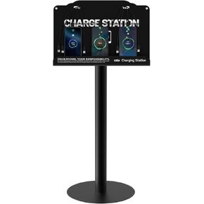Floor Standing Cell Phone Charging Station with Fast Charigng Cables – 8 Device Charging Dock for Office, Hotel & Public Spaces | Compatible with iPhone ipad Smartphone Tablets Android Port (Black) in Saudi Arabia