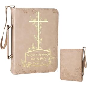 Pink Bible Cover Case for Women -Large PU Leather Debossed Scripture Cover with Cross & Rose - Bible Accessories - Bible Carrying Case for Women, Girls, Gifts in Saudi Arabia