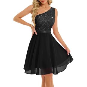 BeryLove Womens Sequin Dress Sparkly Glitter One Shoulder Party Club Dress Bodycon Dresses Prom Dress in Saudi Arabia