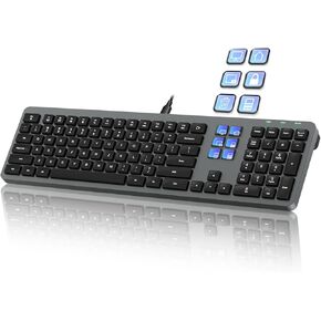 لوحة مفاتيح سلكية مع سطح تحكم صغير (6 مفاتيح LCD)، ما يصل إلى 60 إجراء قابل للبرمجة، كتابة صامتة، إضاءة خلفية بسيطة، حامل مغناطيسي إضافي، للمبدعين والمصممين ومحترفي المكاتب in Kuwait