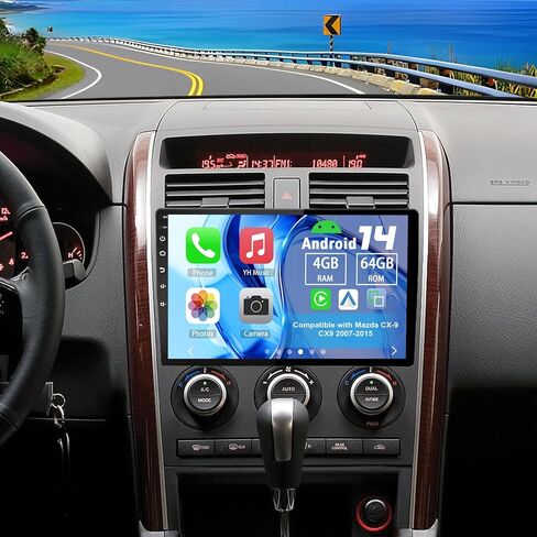 Android 14 Double Din Car Stereo Upgrade Radio for Mazda CX-9 CX9 2007-2015, 4G+64G 10.1" Touchscreen w/Wireless Carplay Android Auto GPS WiFi Bluetooth DSP SWC Mirrorlink Mic Backup Camera in Saudi Arabia