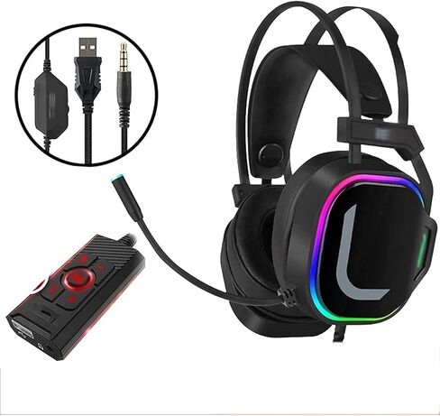 Wired Gaming Headset, Computer Headphones with Microphone/Mic Noise Cancelling, Headset with Noise Canceling Mic Compatible with PC, PlayStation, Xbox - Black in Saudi Arabia