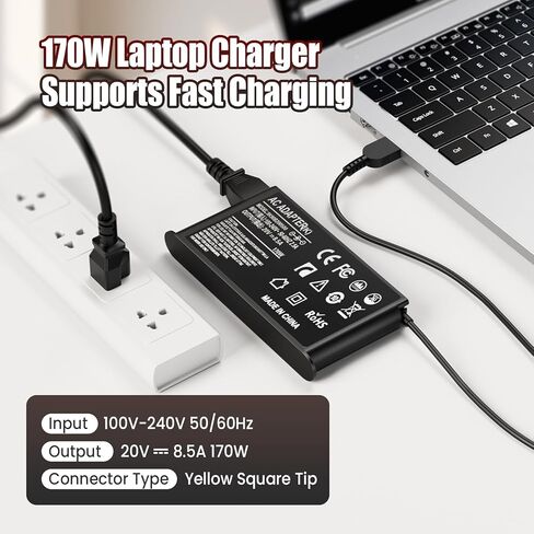 شاحن كمبيوتر محمول بطرف رفيع 170 وات متوافق مع Lenovo ThinkPad P50/ P51/ P52، P70/ P71/ P72 /P73؛ P1 وX1 المتطرفة؛ T15p/ P15v/ P16v/ P17; W540/ W541 — محول التيار المتردد البديل in Kuwait