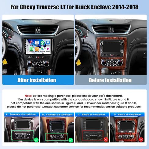 [8 Core 6G+128G] راديو سيارة Android 15 لسيارة Chevy Traverse LT لـ Buick Enclave 2014-2018، راديو ستيريو للسيارة بشاشة لمس 9 بوصة مع CarPlay Andriod Auto اللاسلكي، BT، GPS، WiFi، FM/RDS، SWC EQ DSP + كاميرا احتياطية in Kuwait
