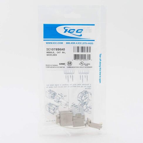 ICC CAT6A RJ45 Keystone Jack في FTP لـ HD Style IC1078S6A0 حزمة قيمة مكونة من 50 حزمة in Kuwait