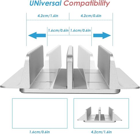 VANZACK Aluminum Alloy Vertical Laptop Stand Tablet Desk Bracket for Office Use, Silver Notebook Mount Base Compatible with Chromebook in Saudi Arabia