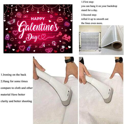 7x5ft Happy Galentine's Day Backdrop Red Pink Neon Glitter Heart Photography Background for Girl Lady Galentines Day Theme Party Decorations Banner Indoor Outdoor Holiday Photo Props in Saudi Arabia