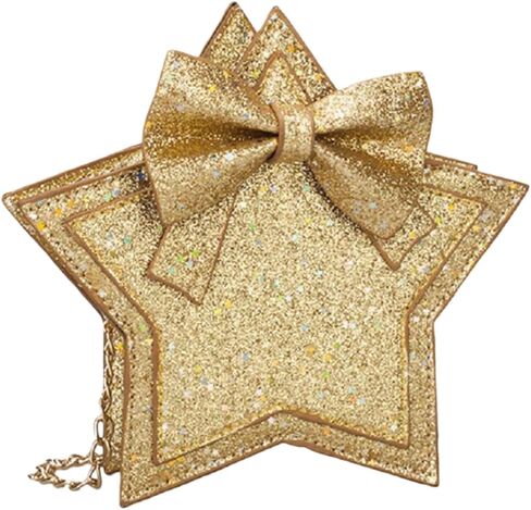 ZGMYC Little Girls Glitter Sequins Crossbody Purse Star-Shaped Bowknot Shoulder Bag Satchel (Gold) in Kuwait