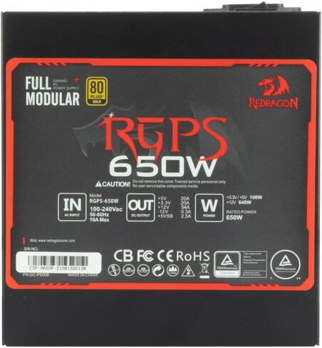 Redragon RGPS-650W 80 Plus Gold Modular Gamer Power Supply in Saudi Arabia