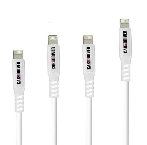 Car and Driver 4PK USB to Lightning Cable | Charging Cords for Car - Charge & Sync Smartphone & Tablet | Multi Length Lightning Charger Cables for iPhone & iPad | 3FT, 2 6FT, 10FT Charger Cord (Black) in Saudi Arabia