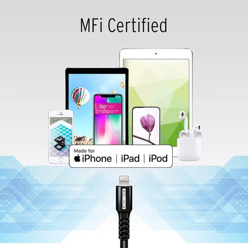 Car and Driver 4PK USB to Lightning Cable | Charging Cords for Car - Charge & Sync Smartphone & Tablet | Multi Length Lightning Charger Cables for iPhone & iPad | 3FT, 2 6FT, 10FT Charger Cord (Black) in Saudi Arabia