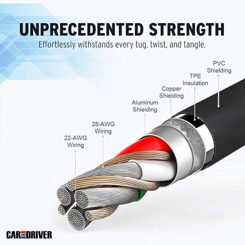 Car and Driver 4PK USB to Lightning Cable | Charging Cords for Car - Charge & Sync Smartphone & Tablet | Multi Length Lightning Charger Cables for iPhone & iPad | 3FT, 2 6FT, 10FT Charger Cord (Black) in Saudi Arabia