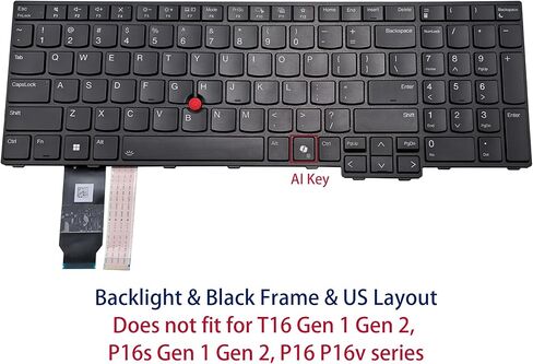 BestParts Backlit Laptop Keyboard Replacement for Lenovo Thinkpad T16 Gen 3 P16s Gen 3 L16 Gen 1 AI Key US Layout Black Frame with TrackPoint 5N21M39899 5N21M40153 5N21M39604 in Saudi Arabia
