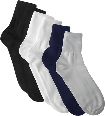 buster brown 6 Pair Women's Dark Dark Multicolor Elastic-Free Cotton Socks - Sock Size 10 - Fits Shoe Sizes 7.5-9 in Kuwait